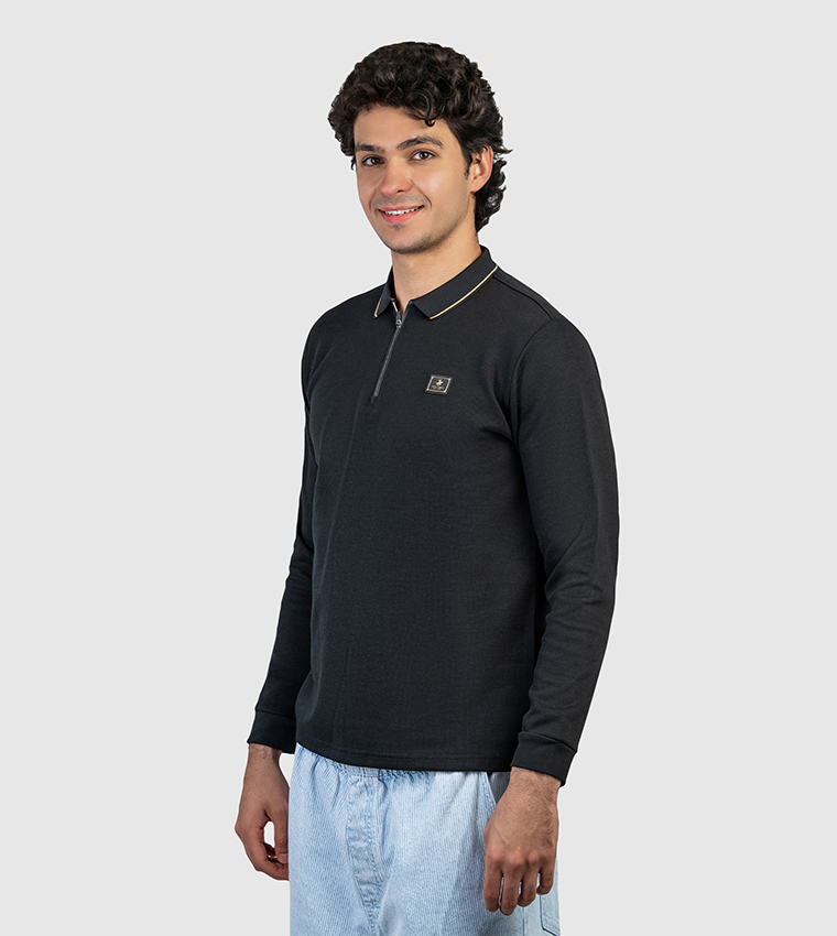 Logo Badge Long Sleeves Polo T-Shirt