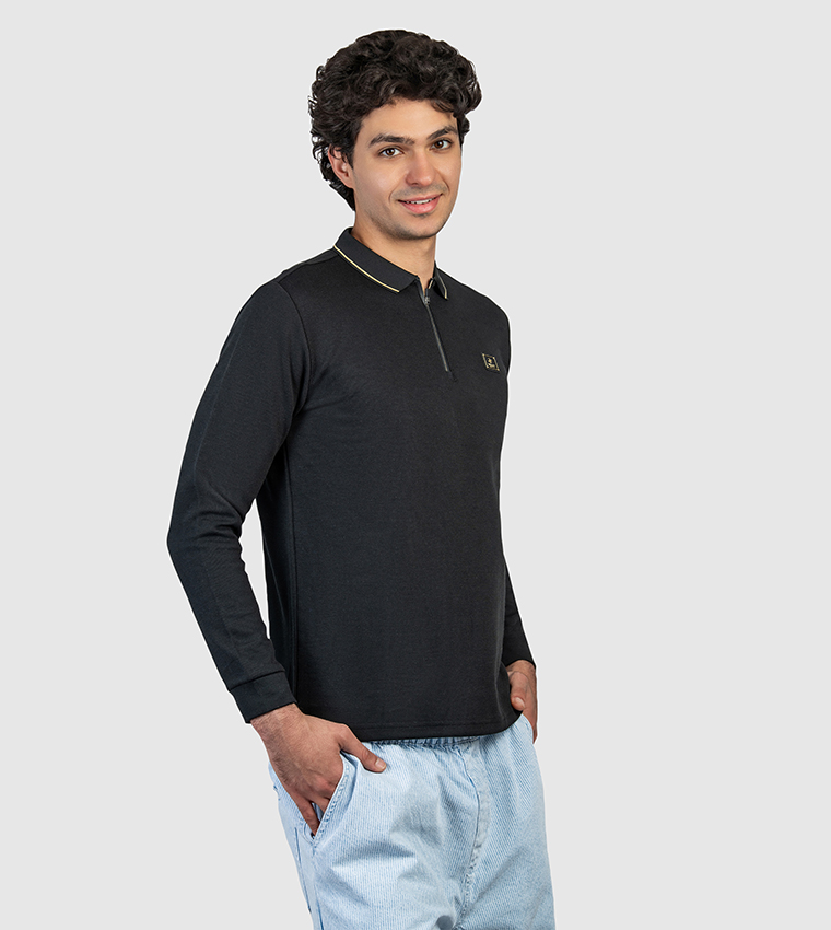 Logo Badge Long Sleeves Polo T-Shirt