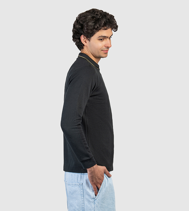 Logo Badge Long Sleeves Polo T-Shirt