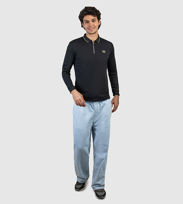 Logo Badge Long Sleeves Polo T-Shirt