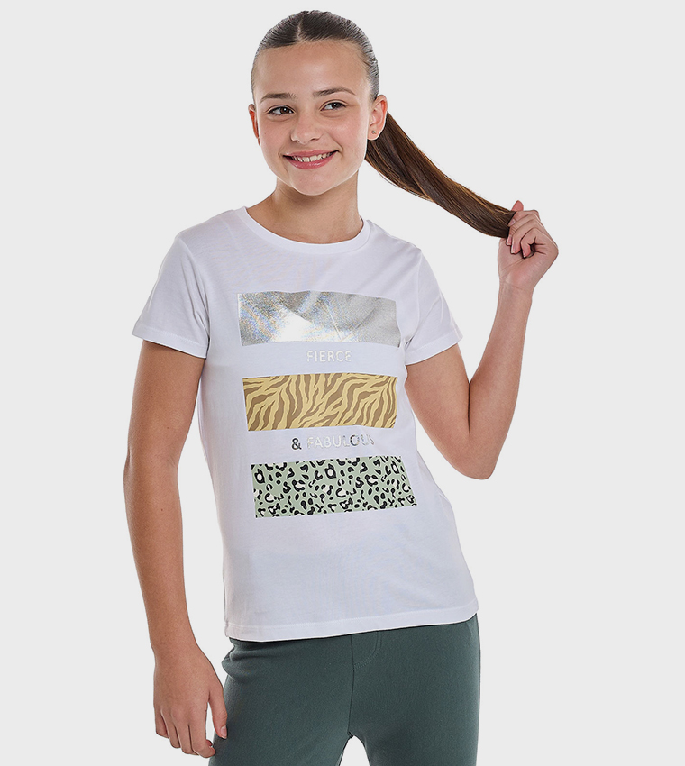 Printed T-Shirt with Crew Neck and Short Sleeves