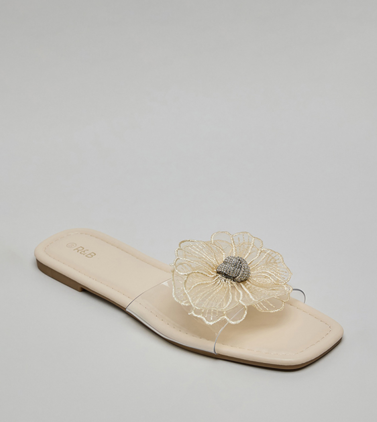 Flower Detail Flat Sandals