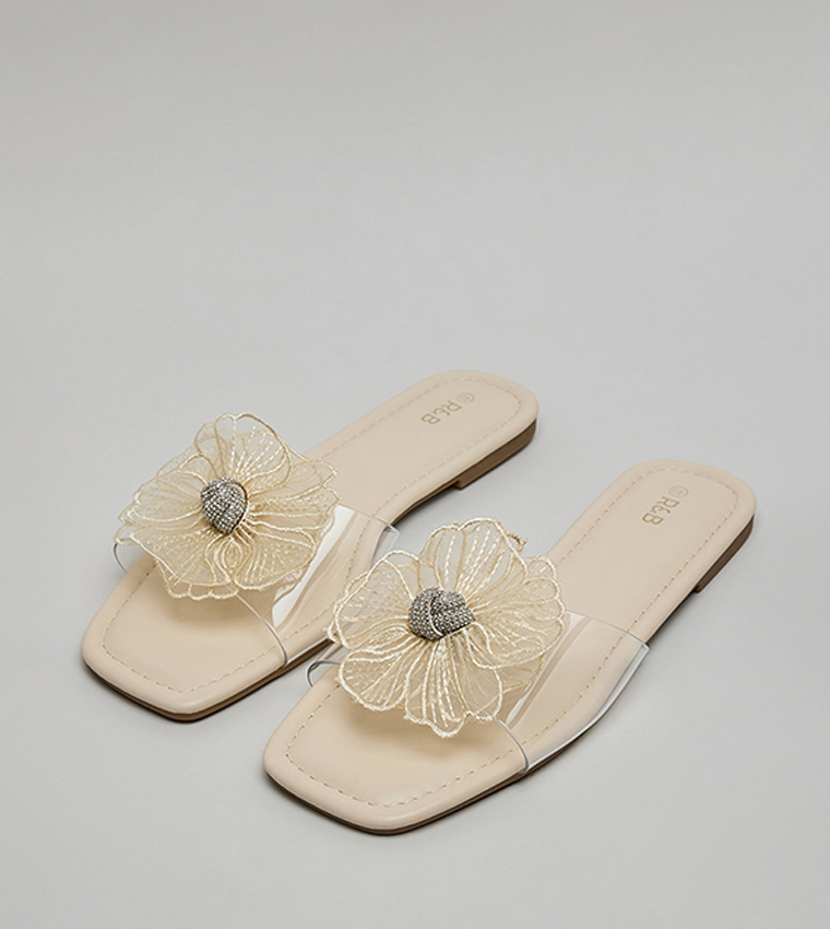 Flower Detail Flat Sandals