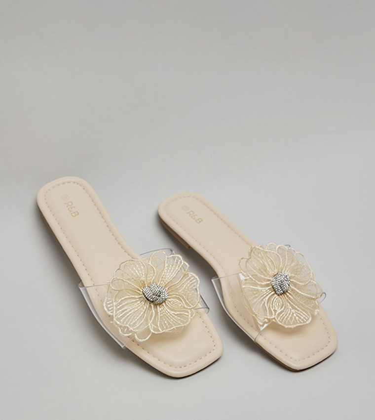 Flower Detail Flat Sandals