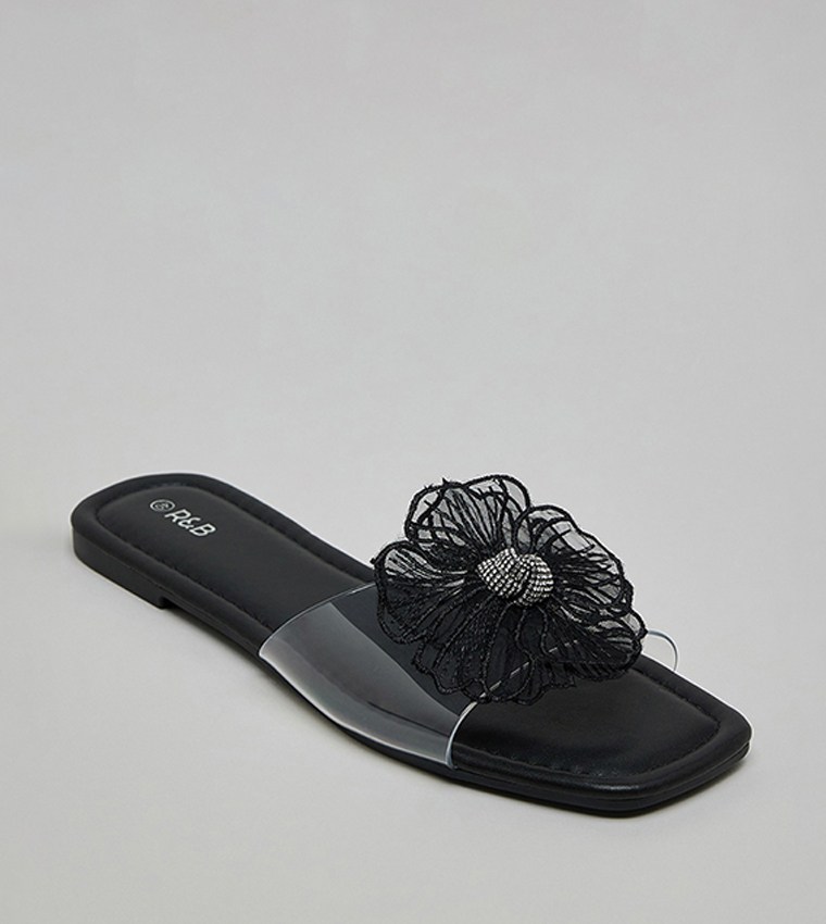 Flower Detail Flat Sandals