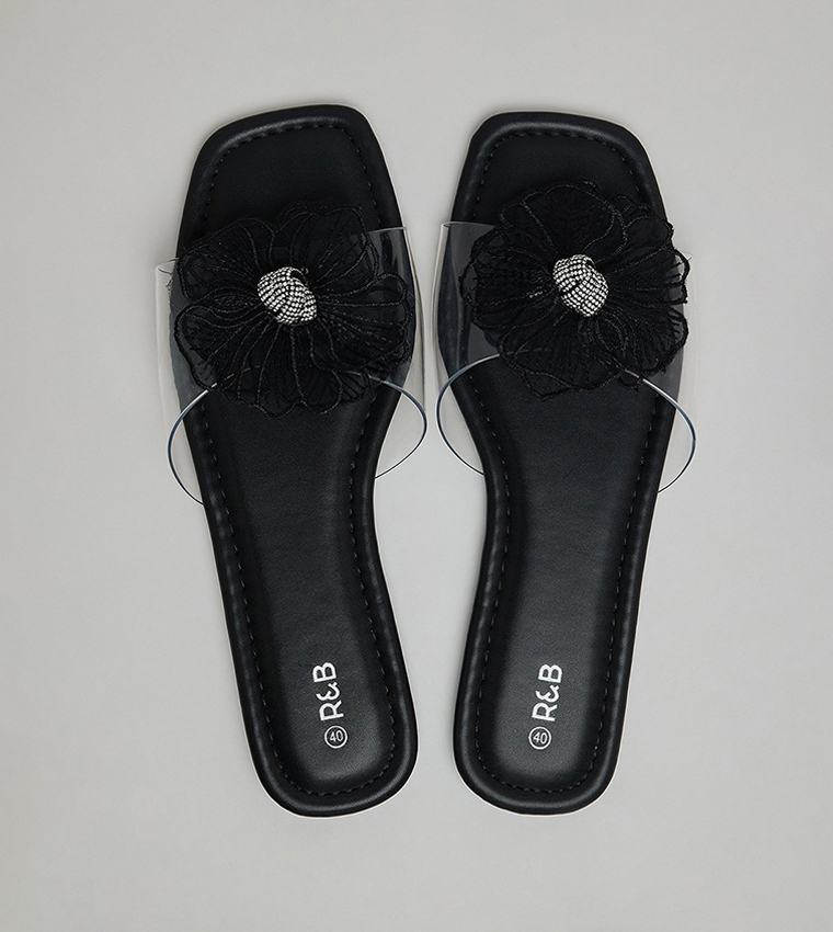 Flower Detail Flat Sandals