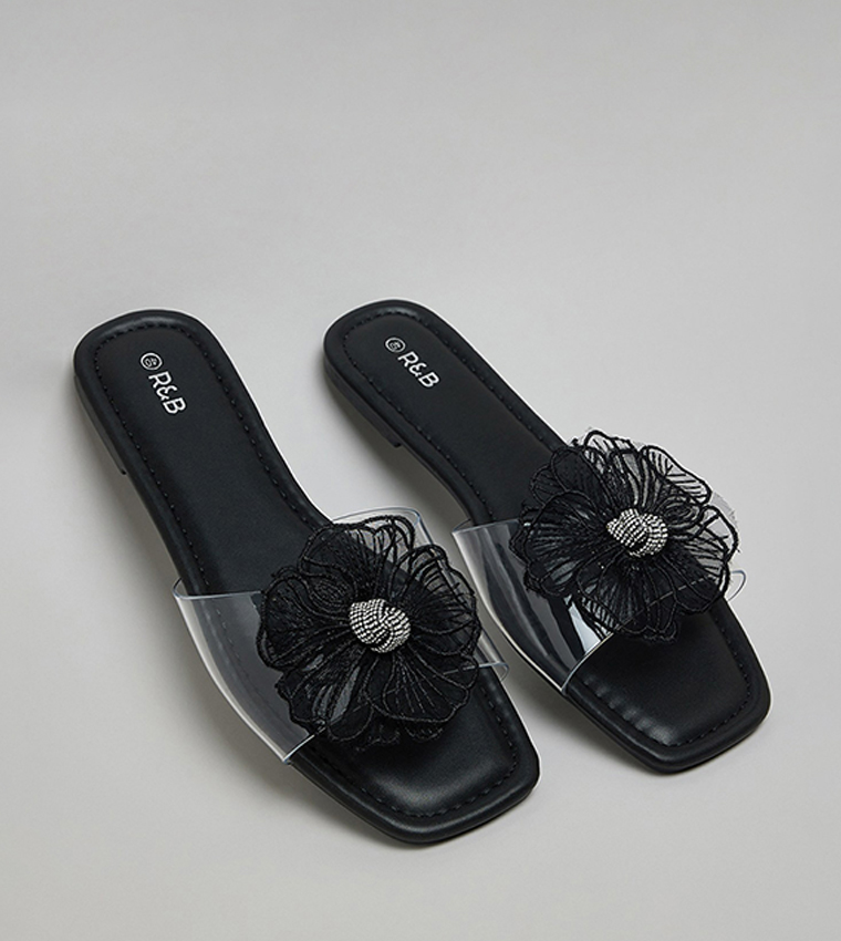 Flower Detail Flat Sandals