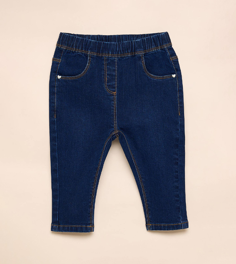 بنطلون جيغينغ سادة بخصر مرن