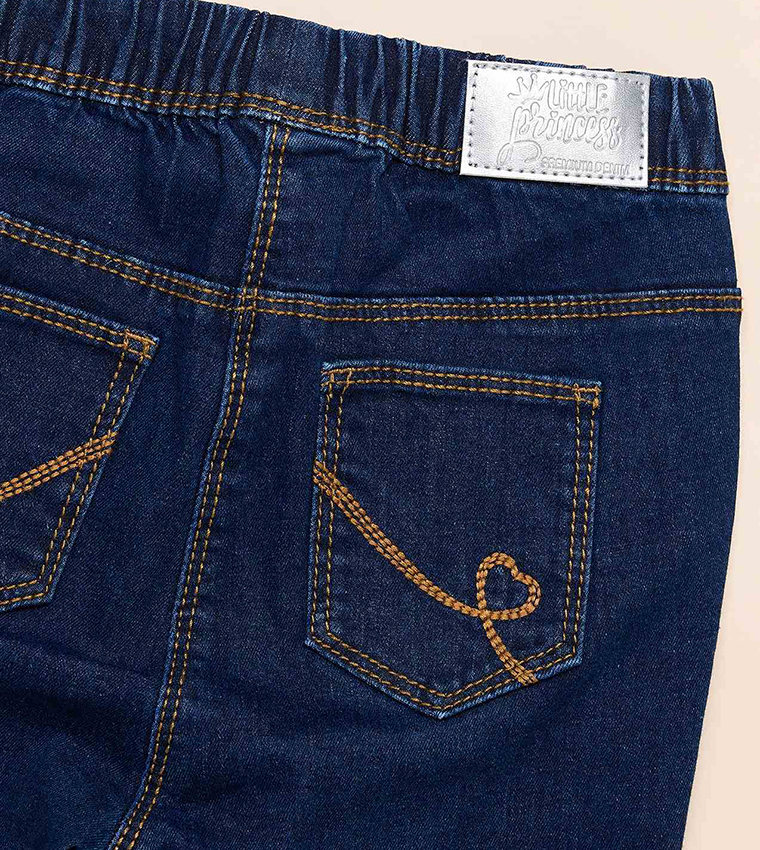 بنطلون جيغينغ سادة بخصر مرن