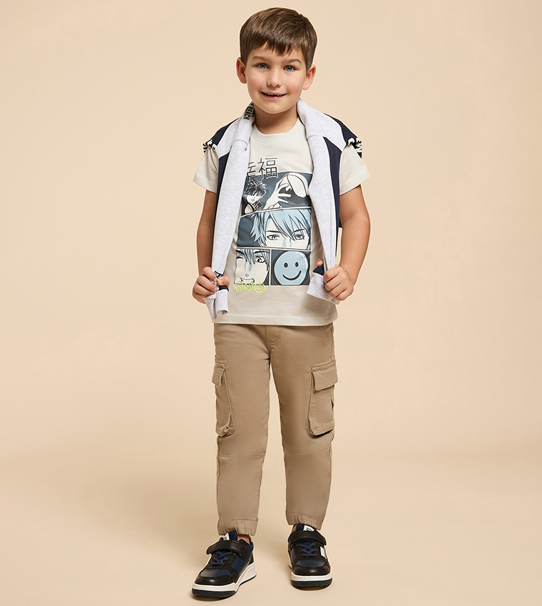 Printed T-Shirt with Crew Neck and Short Sleeves