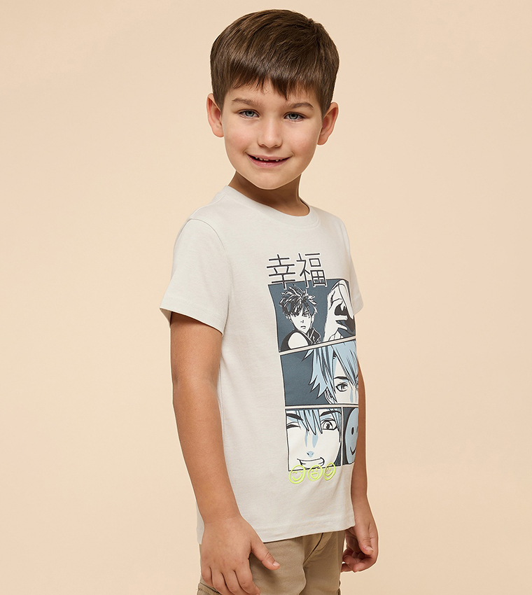 Printed T-Shirt with Crew Neck and Short Sleeves