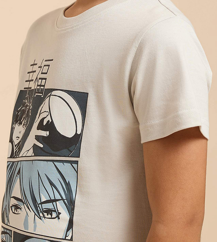 Printed T-Shirt with Crew Neck and Short Sleeves