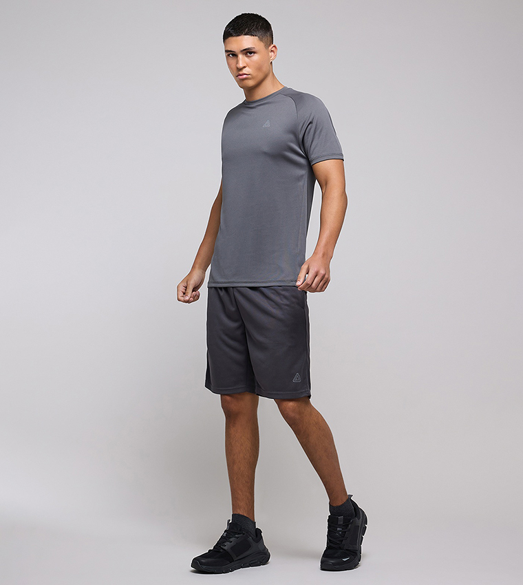 Logo Detail Active T-Shirt with Crew Neck and Short Sleeves