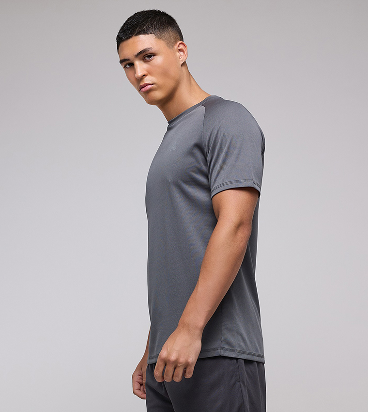 Logo Detail Active T-Shirt with Crew Neck and Short Sleeves