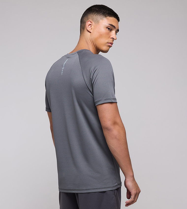 Logo Detail Active T-Shirt with Crew Neck and Short Sleeves