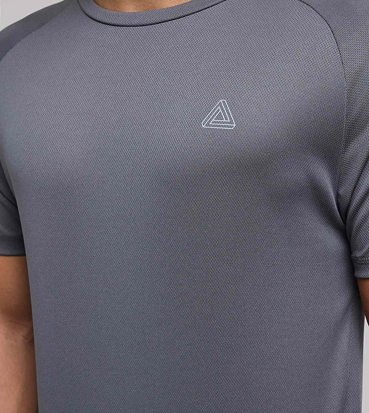 Logo Detail Active T-Shirt with Crew Neck and Short Sleeves