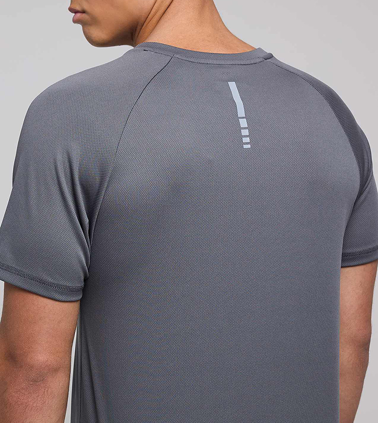 Logo Detail Active T-Shirt with Crew Neck and Short Sleeves