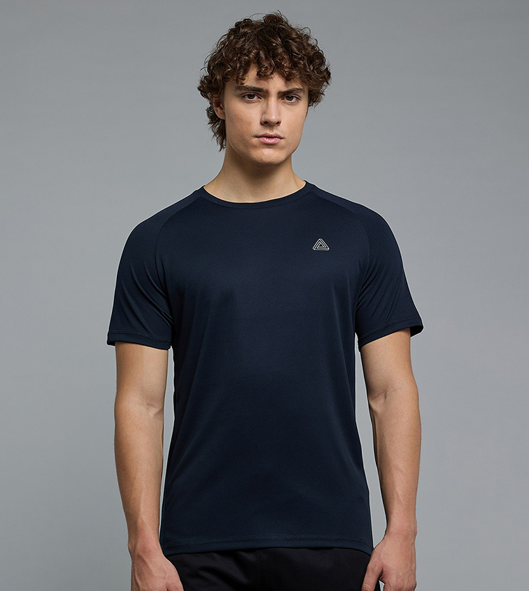 Logo Detail Active T-Shirt with Crew Neck and Short Sleeves