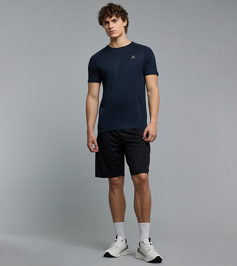Logo Detail Active T-Shirt with Crew Neck and Short Sleeves