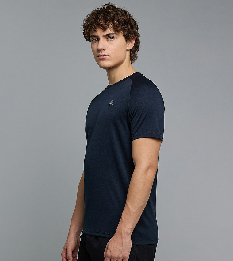 Logo Detail Active T-Shirt with Crew Neck and Short Sleeves