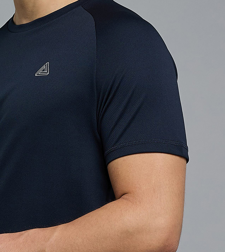 Logo Detail Active T-Shirt with Crew Neck and Short Sleeves