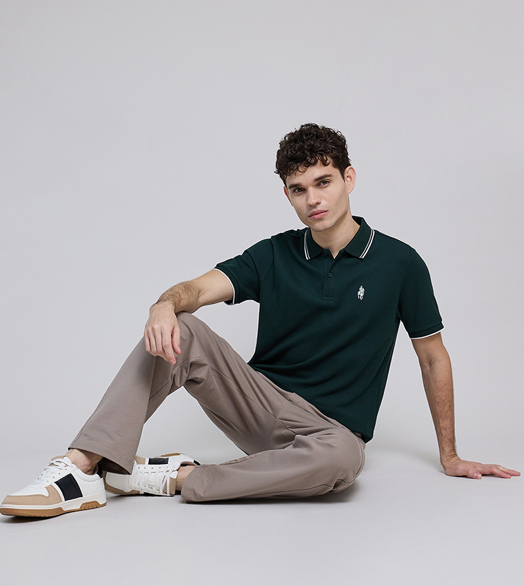 Logo Embroidered Polo T-Shirt with Short Sleeves