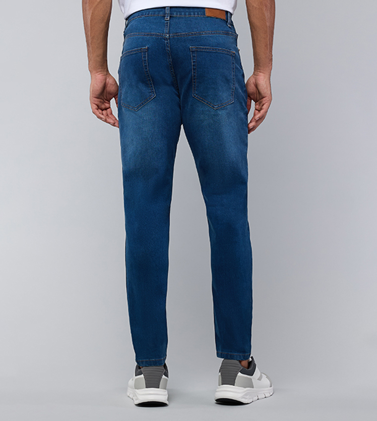Faded Slim Fit Jeans with Button Closure