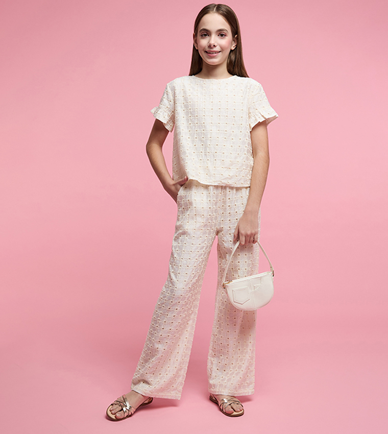 بنطلون بقصة مستقيمة وخصر مرن 