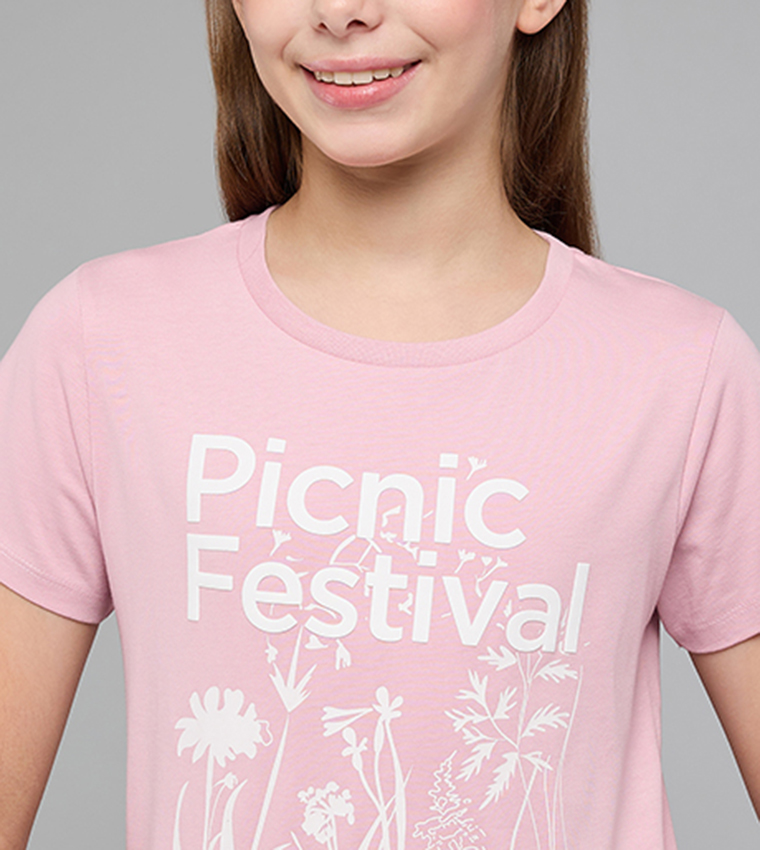 Printed T-Shirt with Crew Neck and Short Sleeves