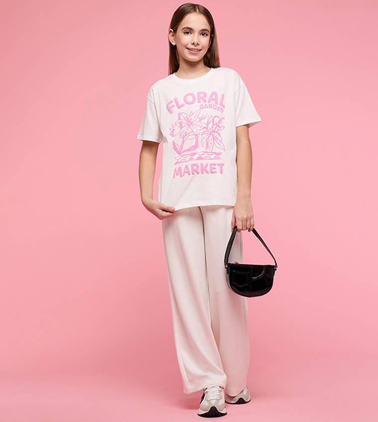 Printed T-Shirt with Crew Neck and Short Sleeves