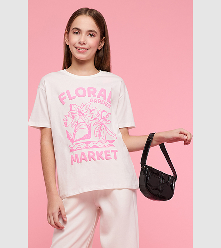 Printed T-Shirt with Crew Neck and Short Sleeves