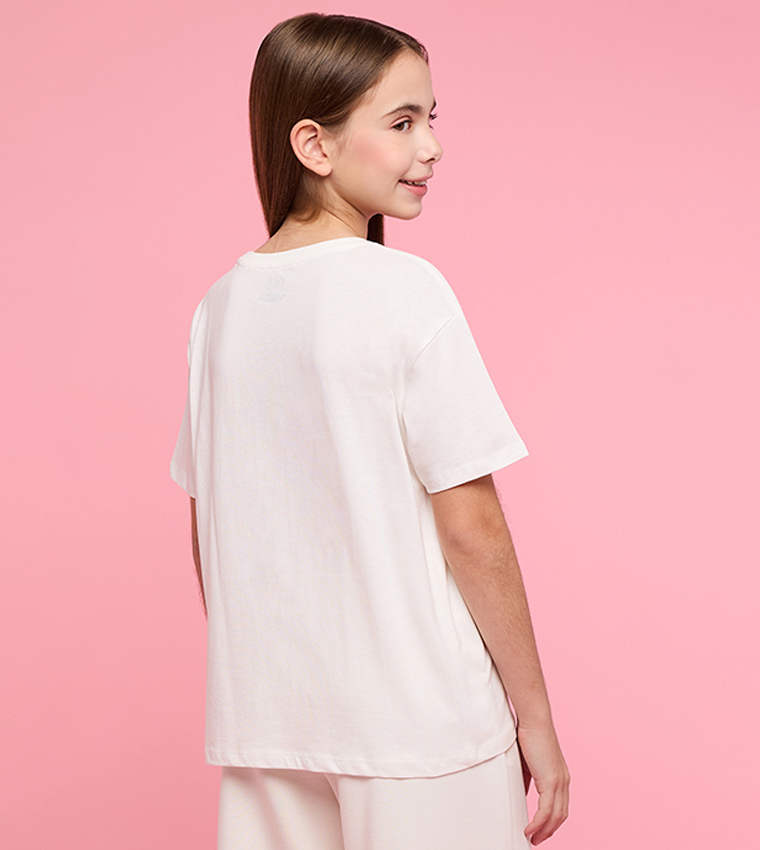 Printed T-Shirt with Crew Neck and Short Sleeves