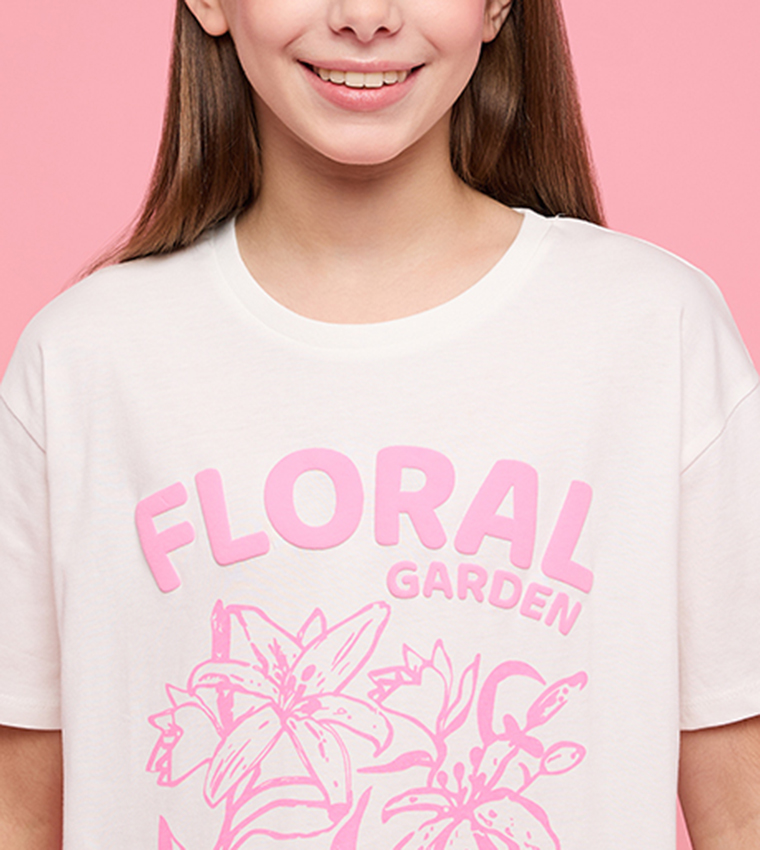 Printed T-Shirt with Crew Neck and Short Sleeves