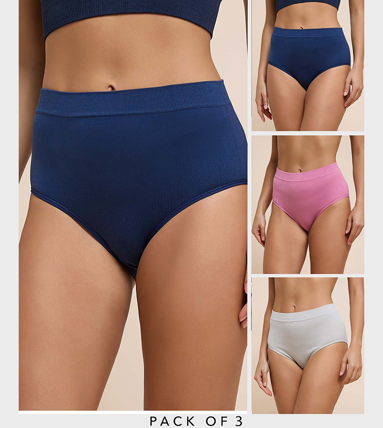 سروال داخلي مرن بدون خياطة - 3 قطع