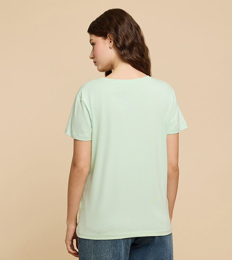 Printed T-Shirt with Crew Neck and Short Sleeves