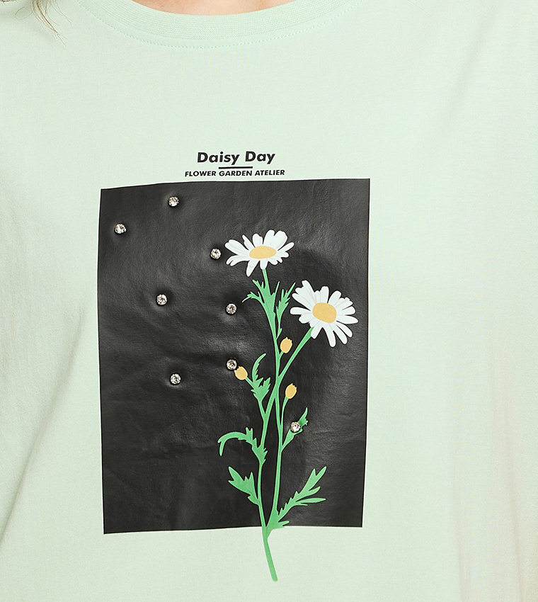 Printed T-Shirt with Crew Neck and Short Sleeves