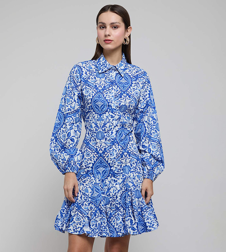 فستان قميص كم بيشوب 