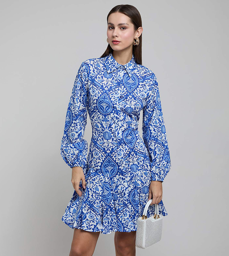 فستان قميص كم بيشوب 