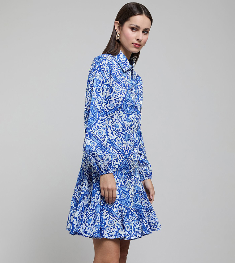 فستان قميص كم بيشوب 