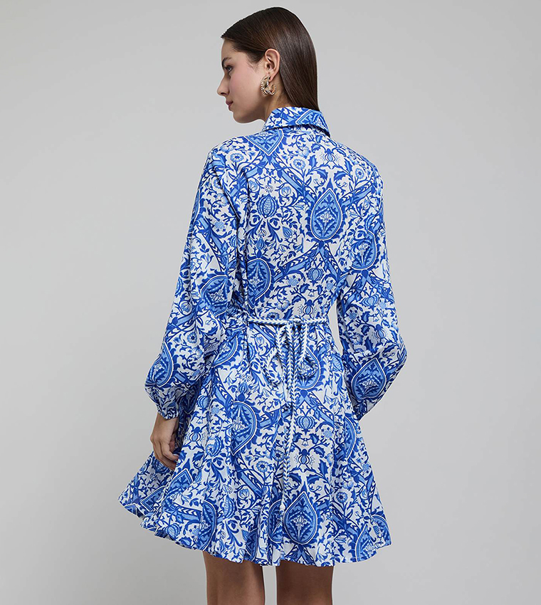 فستان قميص كم بيشوب 