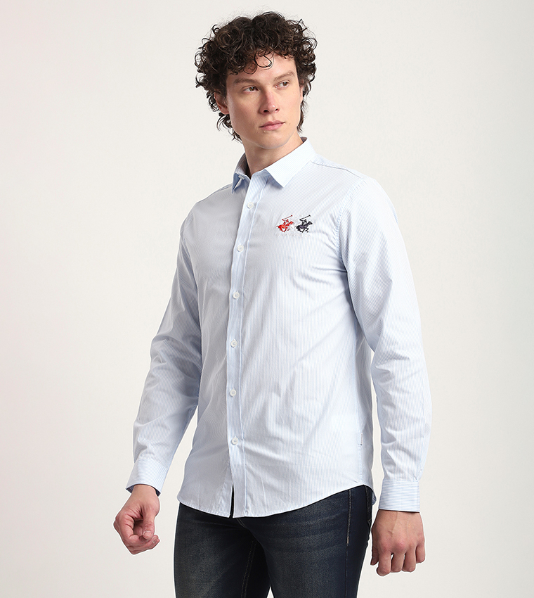 Logo Embroidered Long Sleeves Casual Shirt