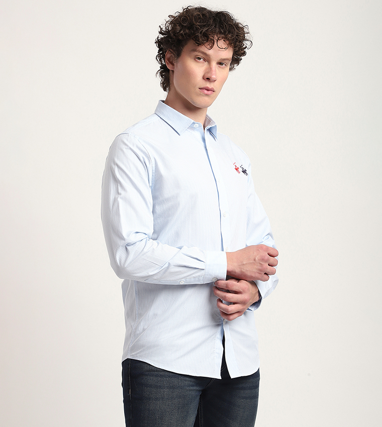 Logo Embroidered Long Sleeves Casual Shirt