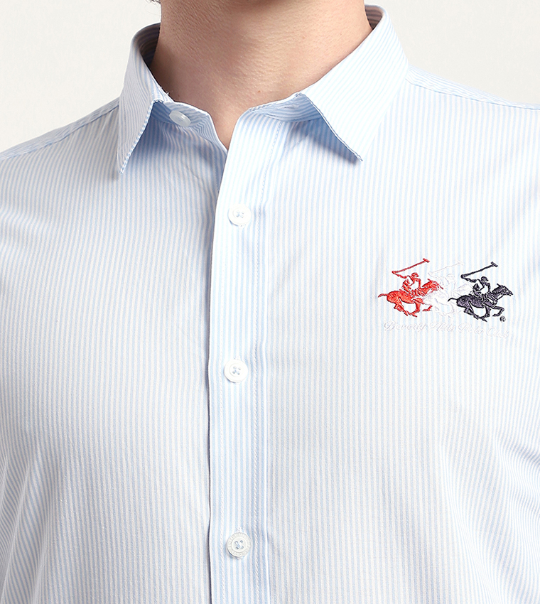 Logo Embroidered Long Sleeves Casual Shirt
