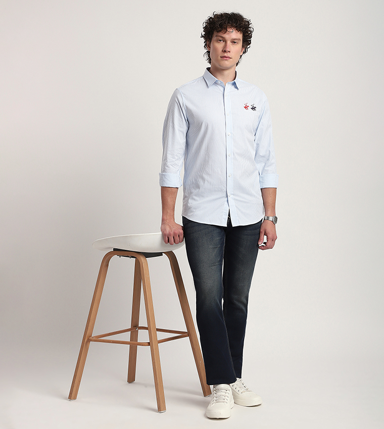 Logo Embroidered Long Sleeves Casual Shirt