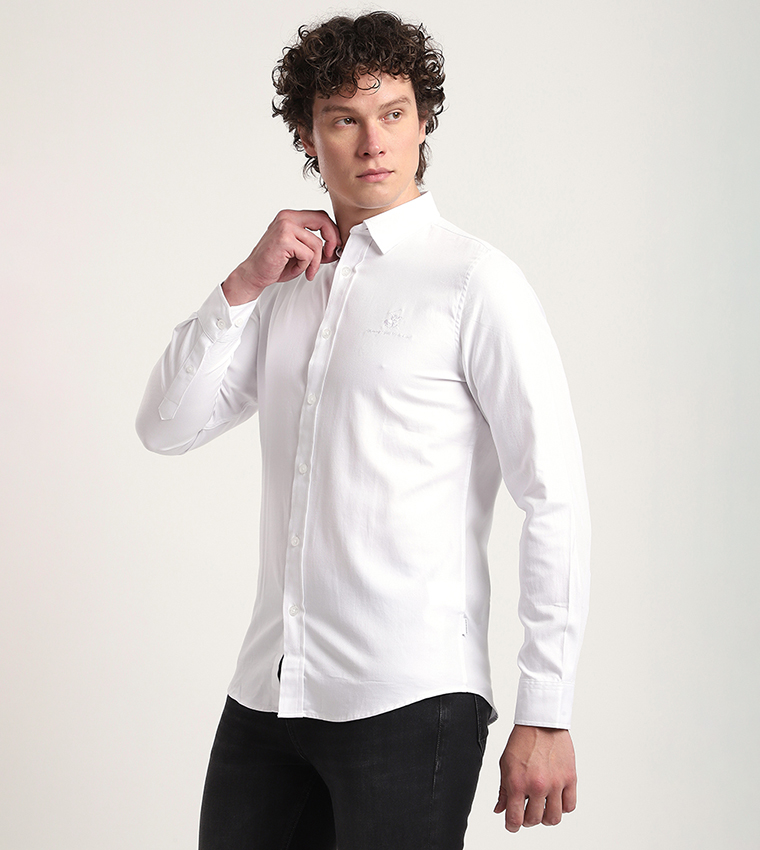 Logo Embroidered Long Sleeves Casual Shirt