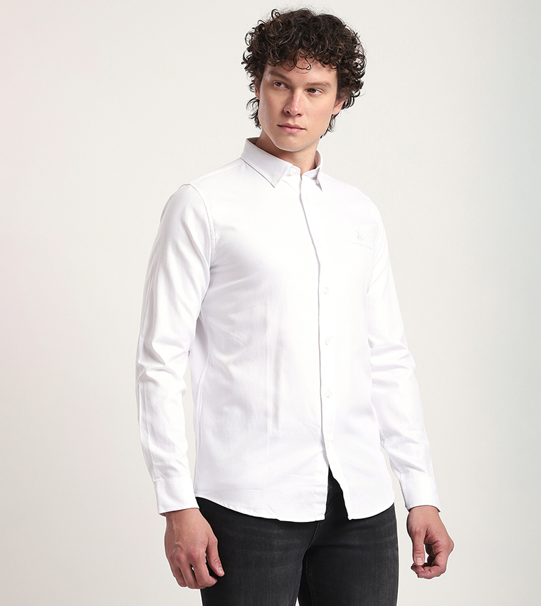 Logo Embroidered Long Sleeves Casual Shirt