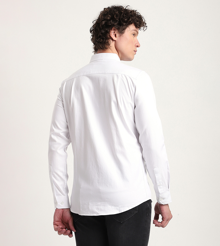 Logo Embroidered Long Sleeves Casual Shirt