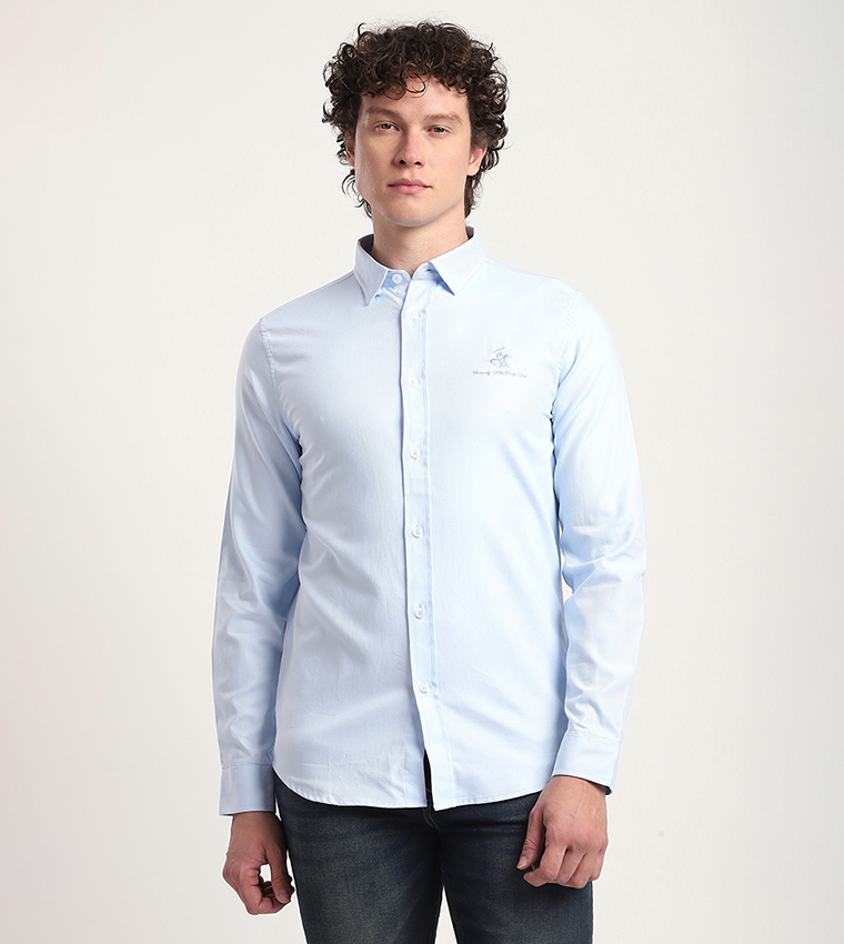 Logo Embroidered Long Sleeves Casual Shirt