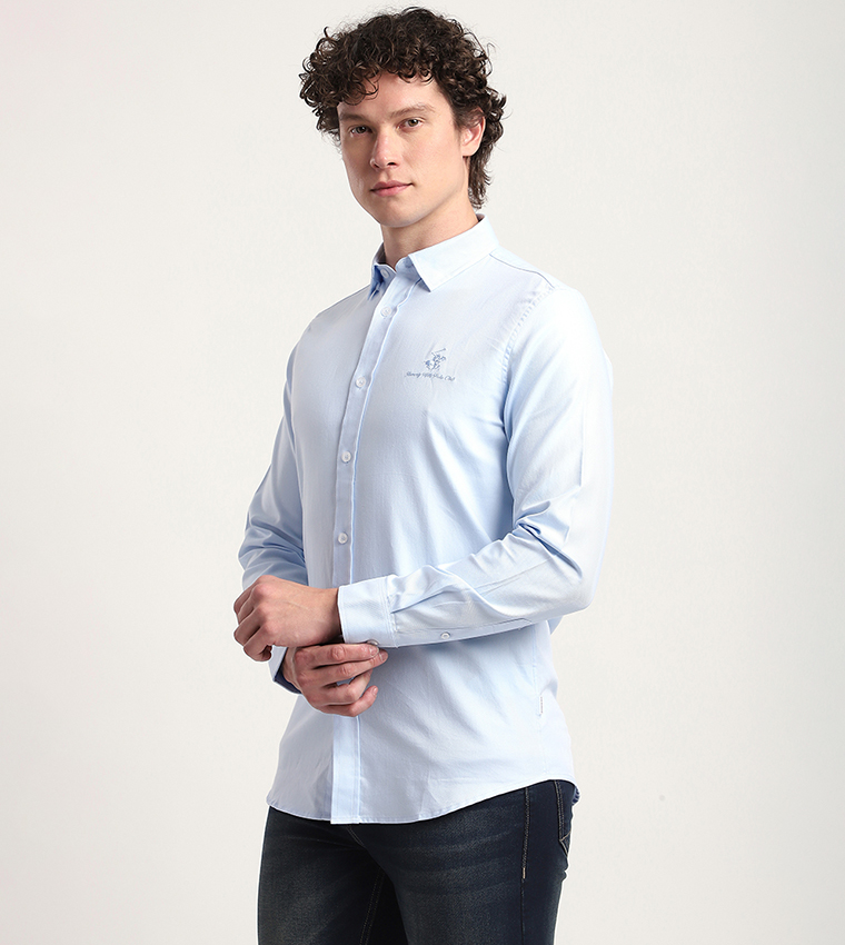 Logo Embroidered Long Sleeves Casual Shirt
