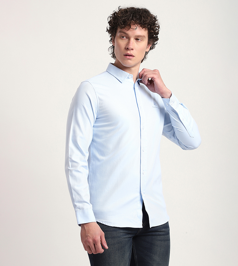 Logo Embroidered Long Sleeves Casual Shirt